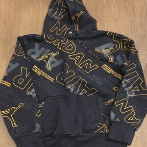 Jordan Black Hoodie with Gold & Gray All-Over Logo